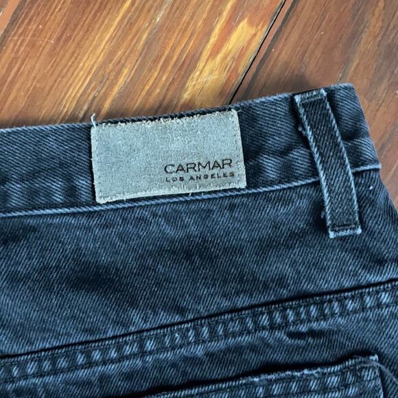 Carmar Beatrice front zip raw edge frayed distressed denim mini skirt sz 27 - Picture 8 of 8